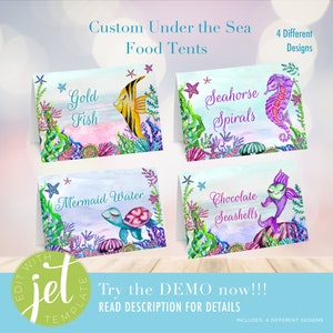 Under the Sea Food Labels PRINTABLE | Under the Sea Place Card | Table Tents | Ocean Baby Shower Place cards | Baby Shower Favors