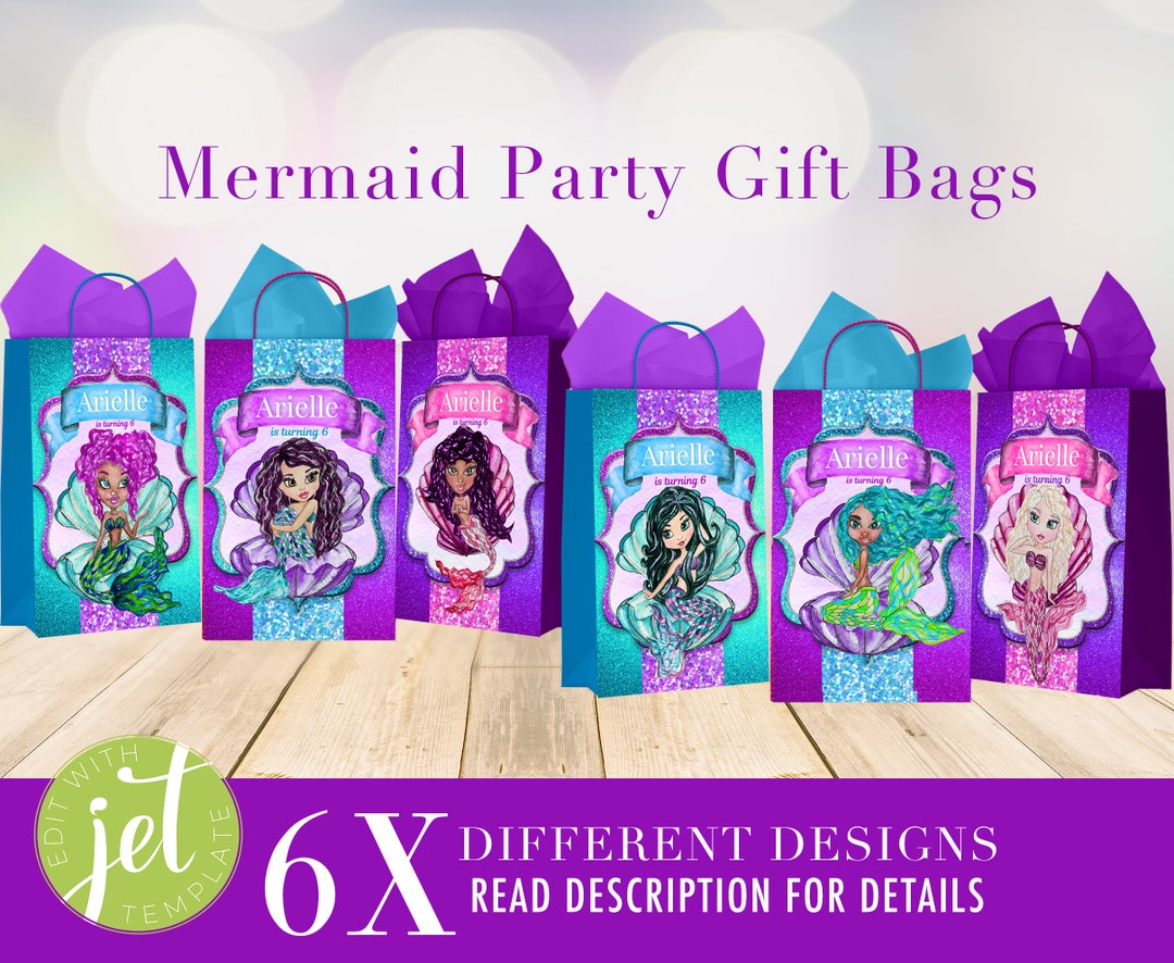Mermaid Party Favor Bags | African American Mermaid Favors | Décor ...