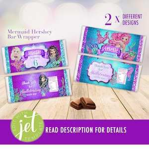 Mermaid Party Favors Candy Bar EDITABLE | Mermaid Birthday Decoration Chocolate Bar Wrapper | Printable Birthday Favor | Under The Sea