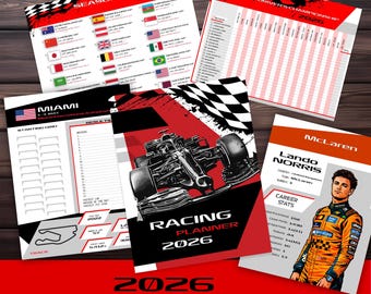 2026 Formula Racing Season Journal | 113 Page Racing Planner | Drivers & Teams Tracker | Race Calendar | Printable Motorsport Journal