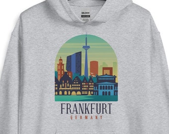 Francoforte Germania Pullover Felpa con cappuccio, Francoforte Skyline Felpa con cappuccio, Francoforte Souvenir, Francoforte Regalo, Francoforte Maglione, Germania Felpa con cappuccio