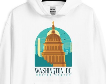 Washington DC Pullover Felpa con cappuccio, Washington Skyline Sweater, DC Skyline Felpa con cappuccio, Washington D.C. Souvenir, Washington Gift, Washington Travel