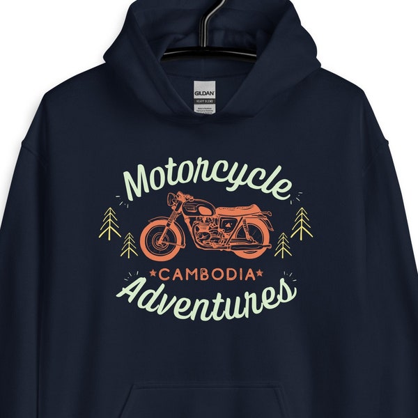 Cambodia Motorcycle Adventures Pullover Hoodie for Biker, Cambodia Hoodie, Cambodia Jumper, Motorbike Road Trip Cambodia Souvenir