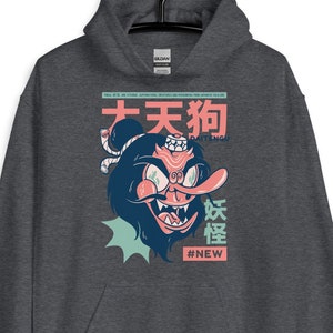 Daitengu Yokai Pullover Hoodie, Tokyo Streetwear, Japanese Folklore Jumper, Japanese Troll Hoodie, Japanese Aesthetics Anime Manga