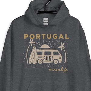 Portugal Van Life Pullover Hoodie, Portugal Hoodie, Portugal Jumper, Portugal Travel Vanlife Sweater, Portugal Road Trip Souvenir