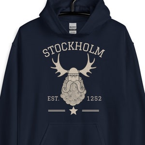 Stockholm Sweden Pullover Hoodie, Vintage Athletic Viking Hoodie, Stockholm Hoodie, Stockholm Jumper, Swedish Souvenir, Stockholm Sweater