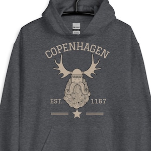 Copenhagen Denmark Pullover Hoodie, Vintage Athletic Viking Hoodie, Copenhagen Hoodie, Copenhagen Jumper, Danish Souvenir Copenhagen Sweater