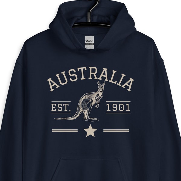 Australia Kangaroo Hoodie, Vintage Athletic Australia Jumper, Aussie Gift, Down Under Australia Pullover, Australia Sweatshirt Fleece