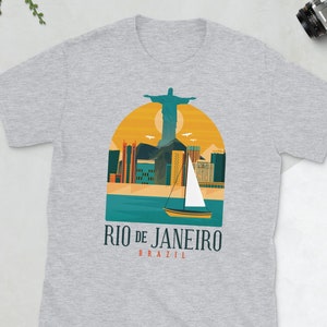 Rio de Janeiro T-Shirt, Rio de Janeiro Skyline Shirt, Rio de Janeiro Brazil T Shirt, Rio Souvenir, Rio Sugarloaf Christ The Redeemer Gift