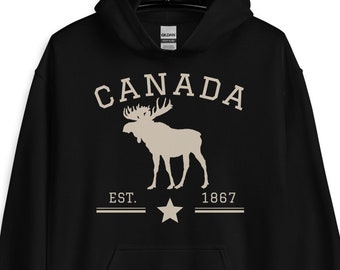 Canada Moose Pullover Hoodie, Canada Souvenir, Canada Gift, Canada Jumper, Vintage Athletic Canada Hoodie, Toronto Vancouver Montreal