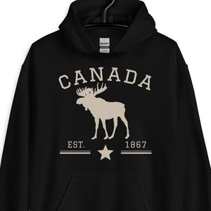 Canada Moose Pullover Hoodie, Canada Souvenir, Canada Gift, Canada Jumper, Vintage Athletic Canada Hoodie, Toronto Vancouver Montreal