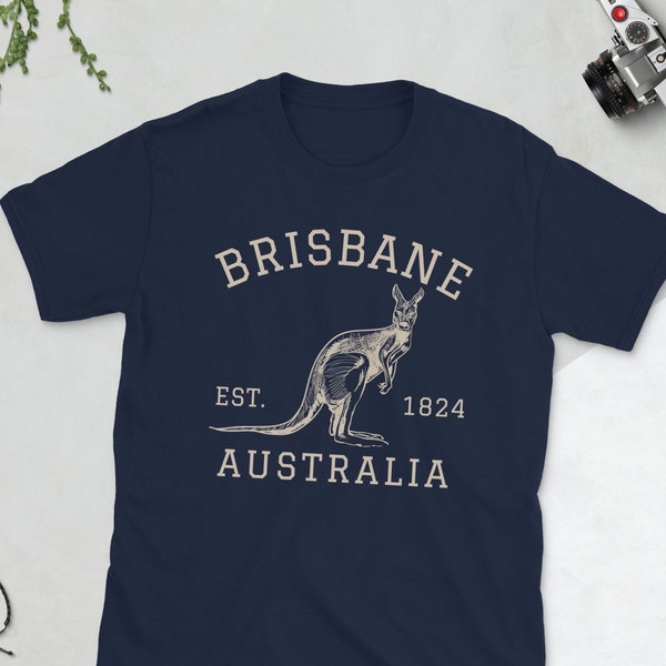 Brisbane Australia T-Shirt, Vintage Athletic Australian Kangaroo Shirt, Brisbane Souvenir, Brisbane Gift, Down Under Aussie Queensland Shirt