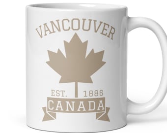 Vancouver Coffee Mug, Maple Leaf Vancouver Tea Cup, Vancouver Canada Souvenir, Vintage Athletic Vancouver Mug, Vancouver Travel Mug