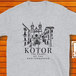Kotor T-Shirt Montenegro Shirt Hand Drawn Tee Pearl of the Mediterranean Crna Gora Tshirt Budva Bay of Kotor Souvenir Gift from Montenegro