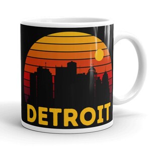 Detroit Mug, Detroit Skyline Mug, Detroit Coffee Mug, Detroit Souvenir, Detroit Gift, Michigan Coffee Mug Detroit Tea Cup Vintage Sunset Mug