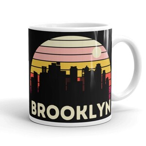 Brooklyn Mug, Brooklyn Skyline Coffee Mug, Brooklyn Souvenir, Brooklyn Gift, New York City Coffee Mug, NYC Tea Cup, Vintage Sunset Mug