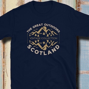 Scotland Shirt The Great Outdoors Vintage Retro Travel Collection Short-Sleeve Unisex T-Shirt, Scotland Souvenir, Scottish Gift