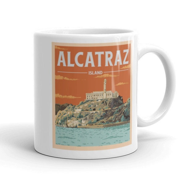 Alcatraz Coffee Mug, Alcatraz Skyline Mug, Alcatraz San Francisco Coffee Cup, Alcatraz Travel Souvenir, Alcatraz Island Gift, Alcatraz Mug