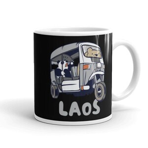 Laos Coffee Mug, Laos Tea Cup, Panda Bear Mug, Tuk Tuk Mug, Laos Gift, Laos Souvenir, Rickshaw Mug, Luang Prabang Vang Vieng Vientiane