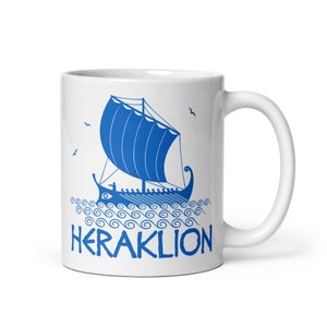Heraklion Coffee Mug, Crete Tea Cup, Heraklion Souvenir, Crete Gift, Heraklion Mug, Greek Islands Mug, Trireme Sailing Mug