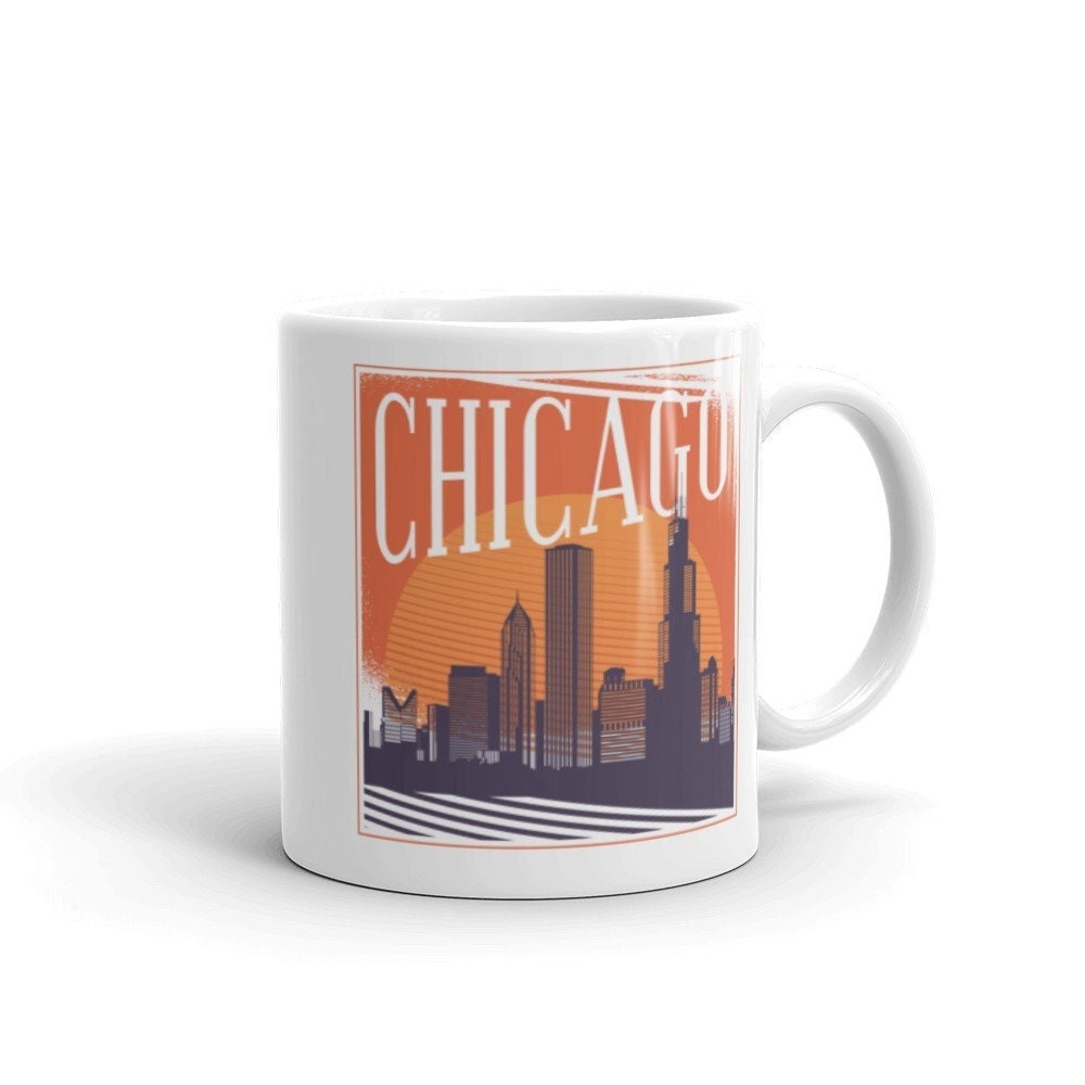 Tasse à Café Chicago, Tasse Chicago Skyline, Illinois, Souvenir Cadeau Thé Illinois