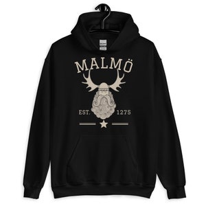 Malmo Sweden Pullover Hoodie, Vintage Athletic Viking Hoodie, Malmo Hoodie, Malmo Jumper, Swedish Souvenir, Malmo Sweater