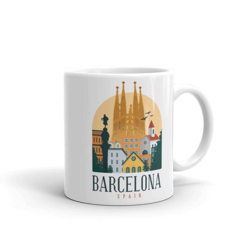 Tasse à Café Barcelone, Tasse Barcelone Skyline, Souvenir Cadeau Mug Catalunya Espagne