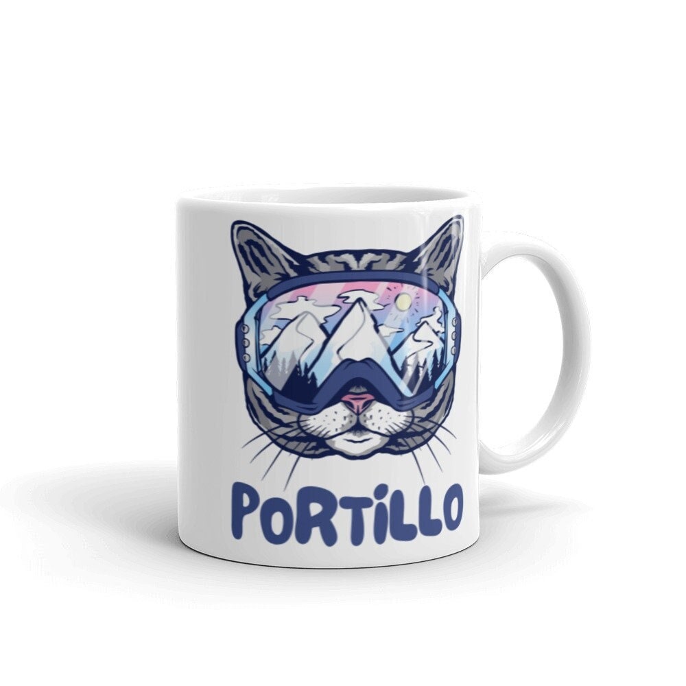 Tasse à Café Portillo, Tasse Thé Souvenir de Tasse Ski Chili, Mug d'hiver Drôle, Chat Ski, Skieur Ch