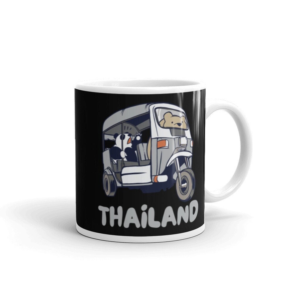 Tasse à Café Thaïlande, Tasse Thé Panda Bear, Tuk Tuk, Cadeau Souvenir Mug Pousse-Pousse Bangkok Chi