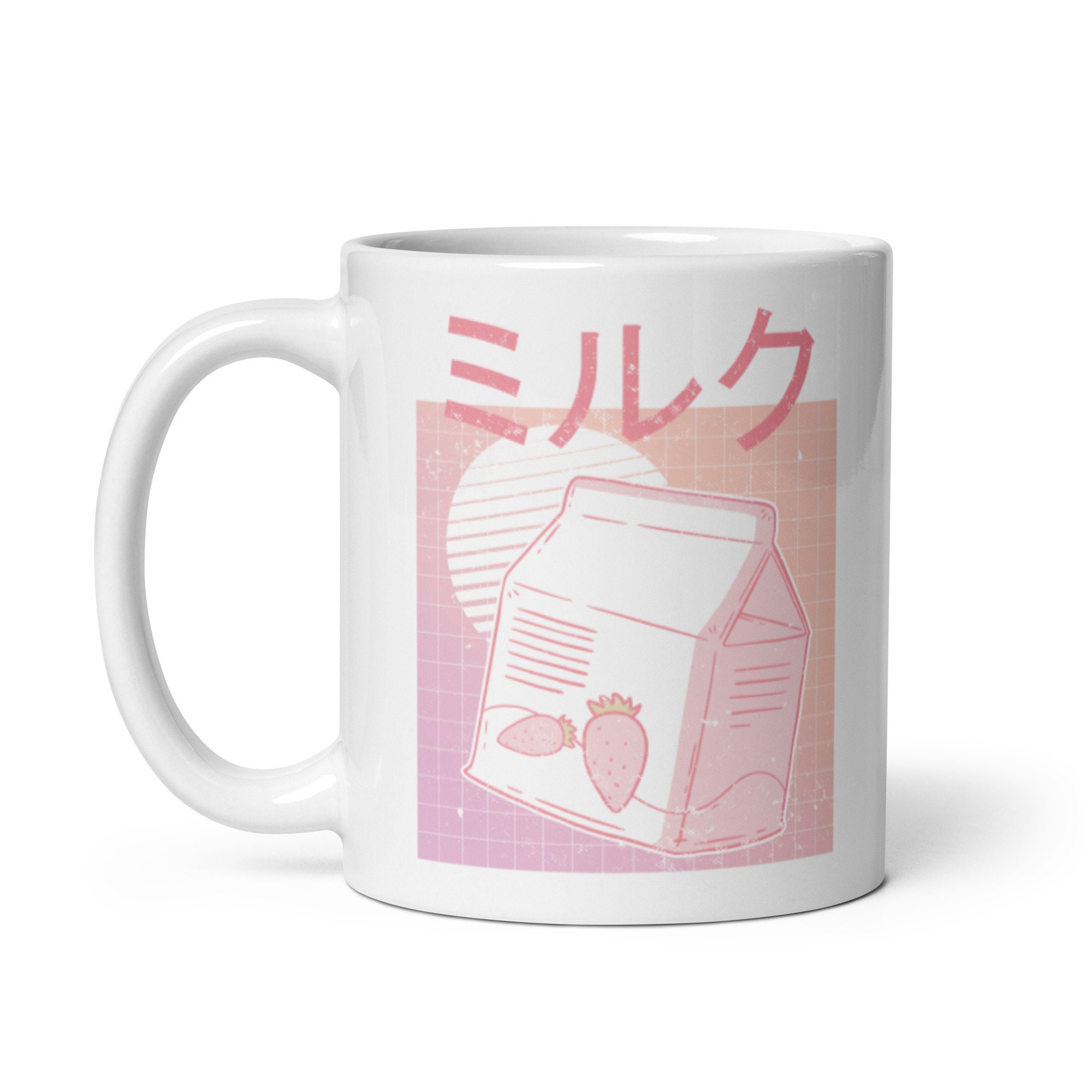 Vaporwave Strawberry Milkshake Coffee Mug Retro Japanese Kawaii Fruit ...