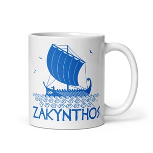 Zakynthos Coffee Mug, Zakynthos Sailing Mug, Zakynthos Gift, Greek Islands Tea Cup, Greece Mug, Zakynthos Souvenir, Greek Sailboat Trireme