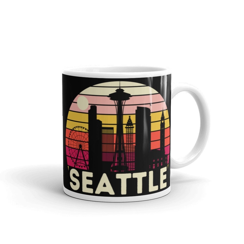 Tasse Seattle, Tasse à Café Seattle Skyline, Souvenir, Gift, Coffee Cup, Tea Mug Vintage Sunset Mug