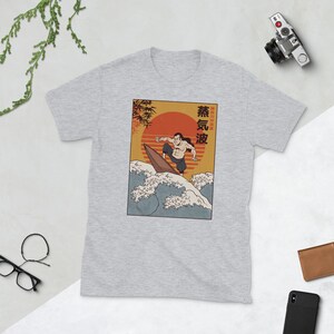 Surfing Samurai T-Shirt, Samurai Surfer Shirt, Great Wave T Shirt, Japanese Aesthetics, Kanji Tee-Shirt, Hokusai Shirt, Japan Gift