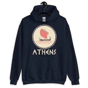 Athens Greece Pullover Hoodie, Trireme Sailboat Greek Islands Hoodie, Athens Hoodie, Athens Jumper, Athens Sweater, Athens Souvenir