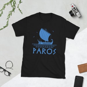 Paros T-shirt, Greece Shirt, Cyclades Tee, Greek Island Tshirt, Paros Gift, Greece Travel Souvenir, Trireme Sailboat Traveling Sailing