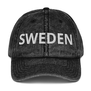 Sweden Vintage Hat – Retro Cotton Twill Cap, Scandinavian Travel Gift, Adjustable Dad Hat, Swedish Baseball Cap, Gift for Him or Her
