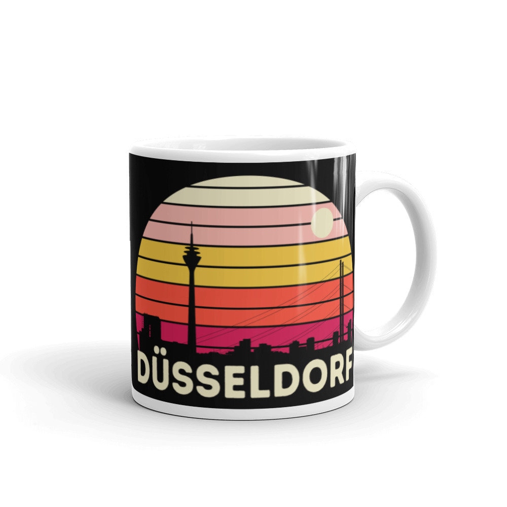 Tasse de Düsseldorf, Tasse Skyline de Souvenir Cadeau à Café d'allemagne, Thé Coucher Soleil Vintage