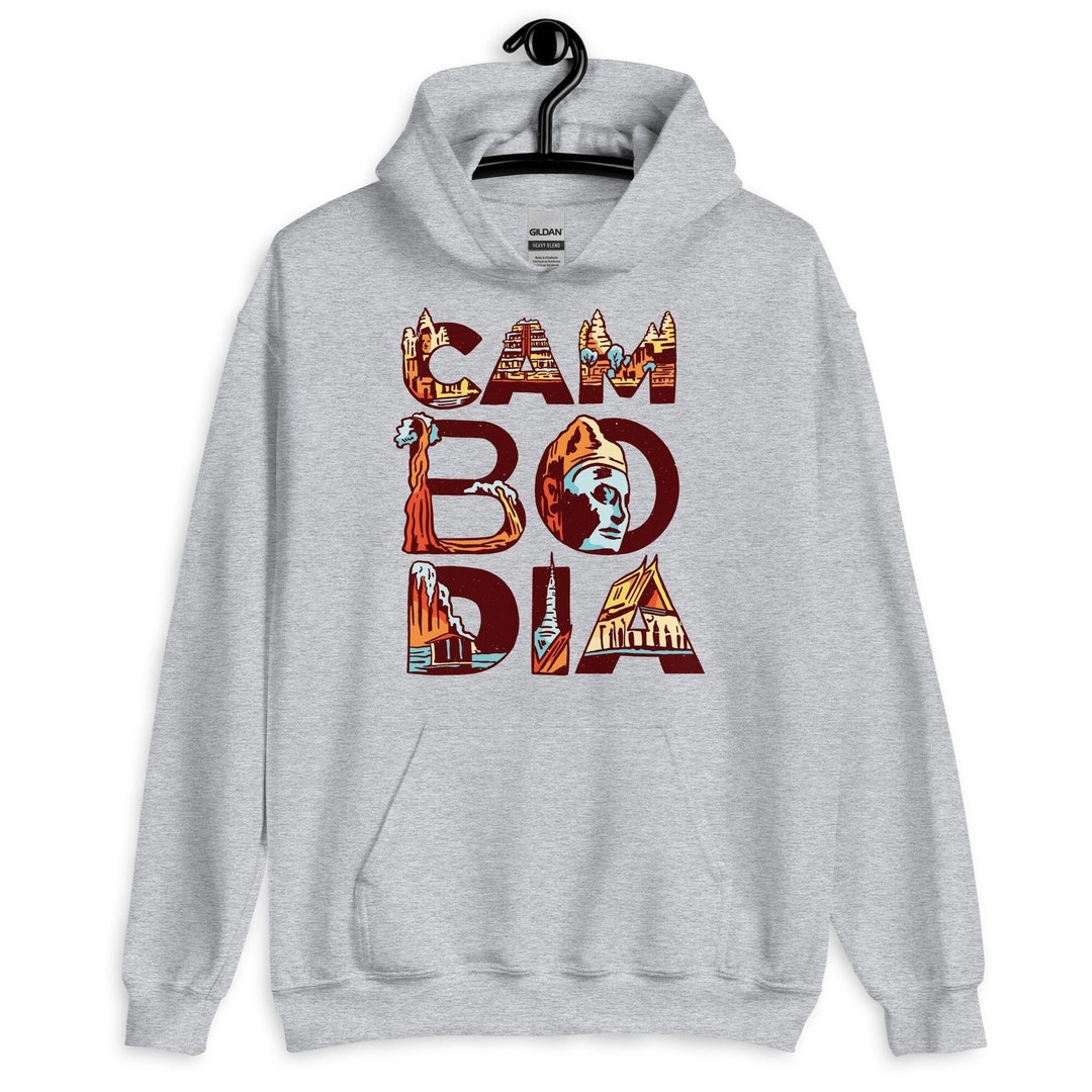 Cambodia Pullover Hoodie, Khmer Cambodian Souvenir, Cambodia Hoodie