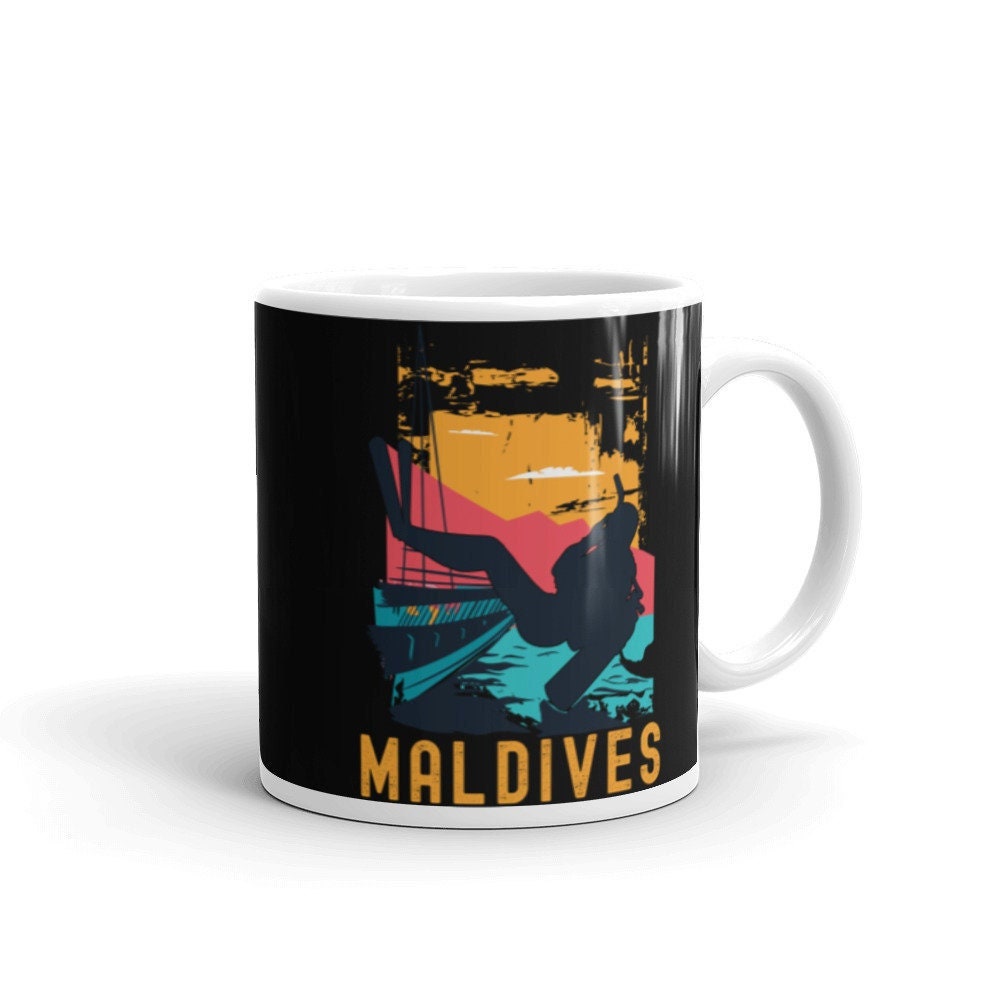 Maldives Scuba Diving Coffee Mug, Maldives Diver Tea Cup, Souvenir, Gift, Plongée Sous-Marine Mug Cu