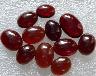10 cabujones de granate natural: piedras preciosas ovaladas AAA con parte trasera plana