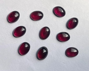 5 cabujones de granate natural: piedras preciosas ovaladas AAA+