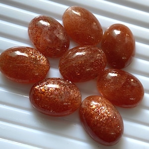 Amazing Natural Sunstone Oval Shape Flat Back Top Quality Cabochon Calibrated Gemstones For Making Jewelry.