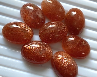 Natürliche Sonnenstein Cabochon: Oval Orange Edelstein für die Schmuckherstellung