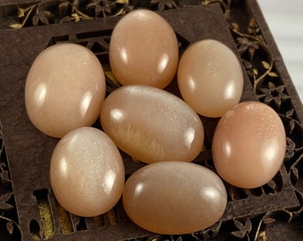 AAA Quality Peach Moonstone Cabochons - Natural Oval Shape, Bulk Gemstones for Jewelry Making.