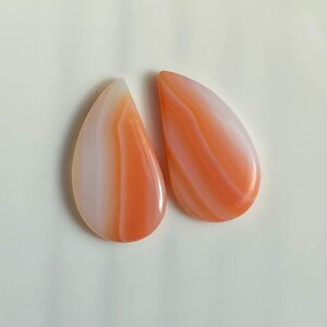 AAA+ White-Brown Onyx Cabochon Pair: Flat Back Gemstones (24x13mm)