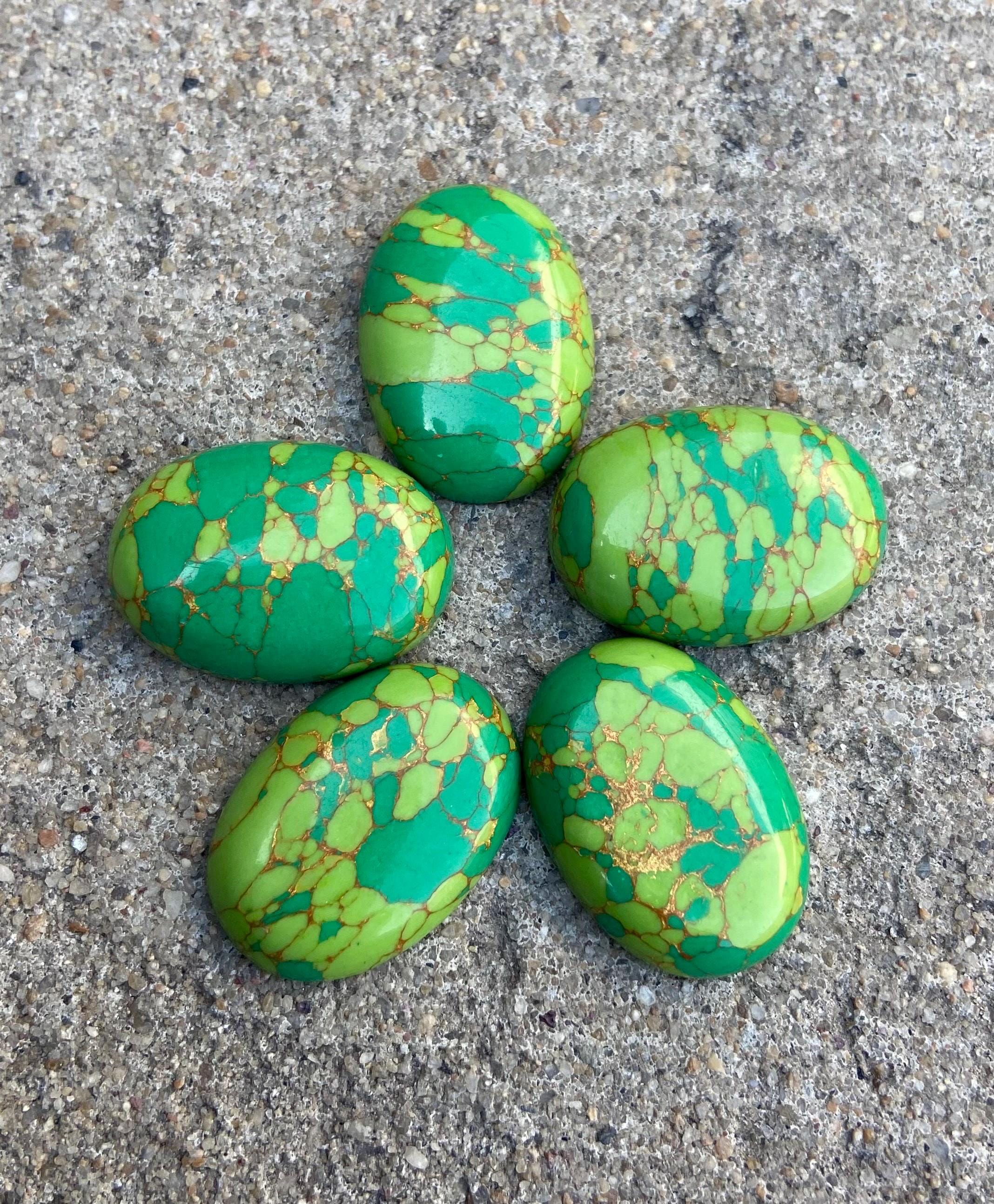 Green Mojave Turquoise Cabochon: Oval Flat Back AAA Gemstone - Etsy