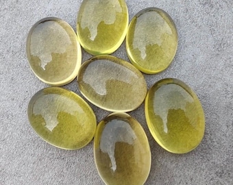 AAA+ Lemon Quartz Cabochon: Natural Yellow Gemstone, Oval Flat Back