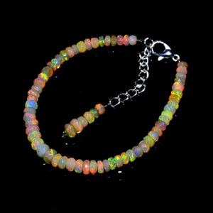 Pulsera de ópalo etíope natural, pulsera de cuentas de ópalo facetado, pulsera de ópalo, pulsera de ópalo natural, pulsera de cuentas de ópalo, regalo para ella