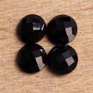 5 Pcs AAA+ Black Onyx Gemstones: Round Checker Cut, Calibrated