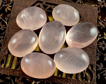 10 Rose Quartz Cabochons: AAA+ Oval Gemstones, Flat Back